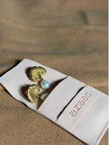 Shell Pearl Stud Earrings - Image 5