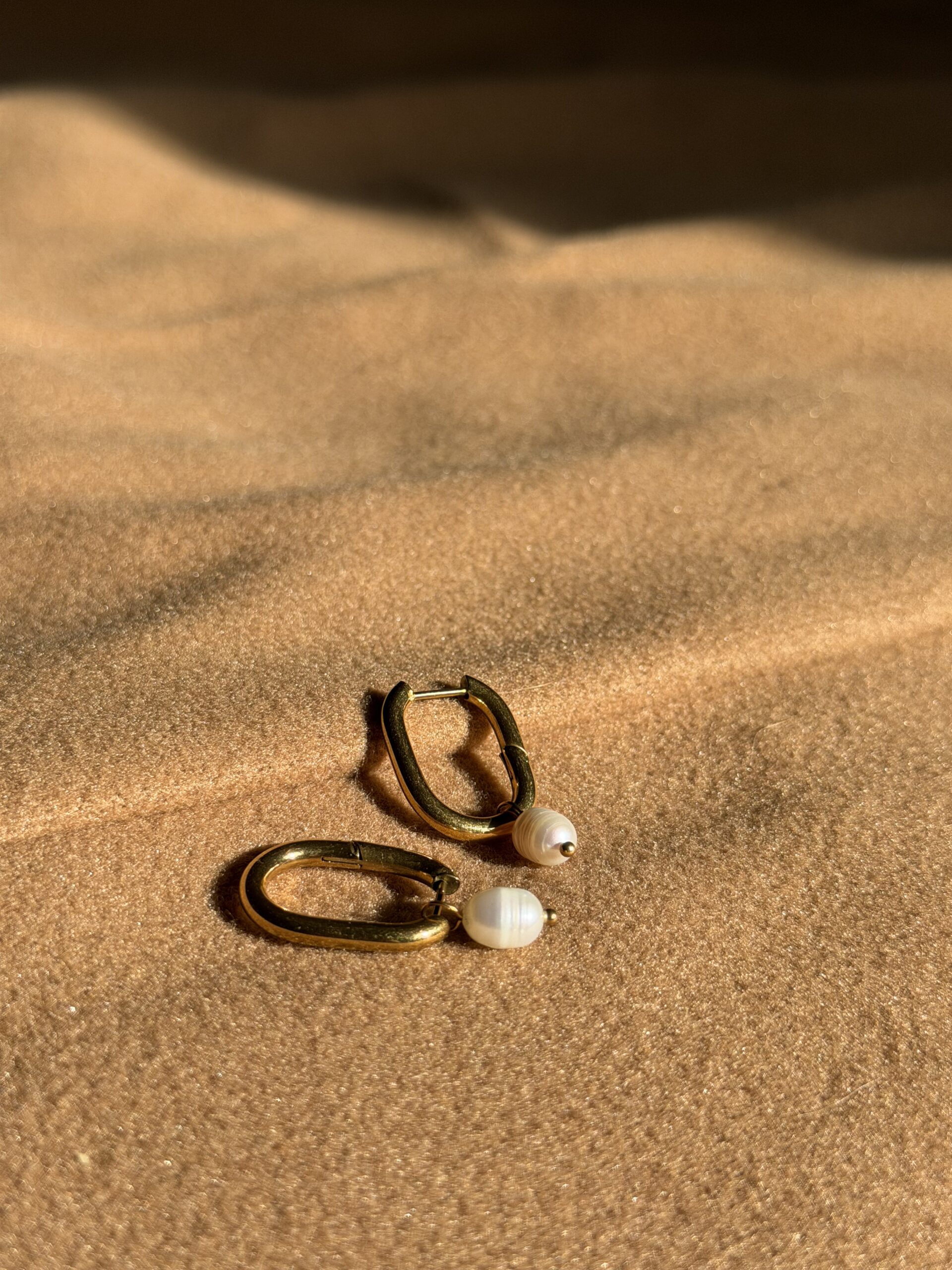 Elongated Pearl Drop Earrings - Image 2