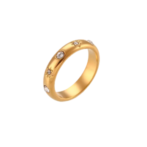 Gold Band Rhinestone Ring